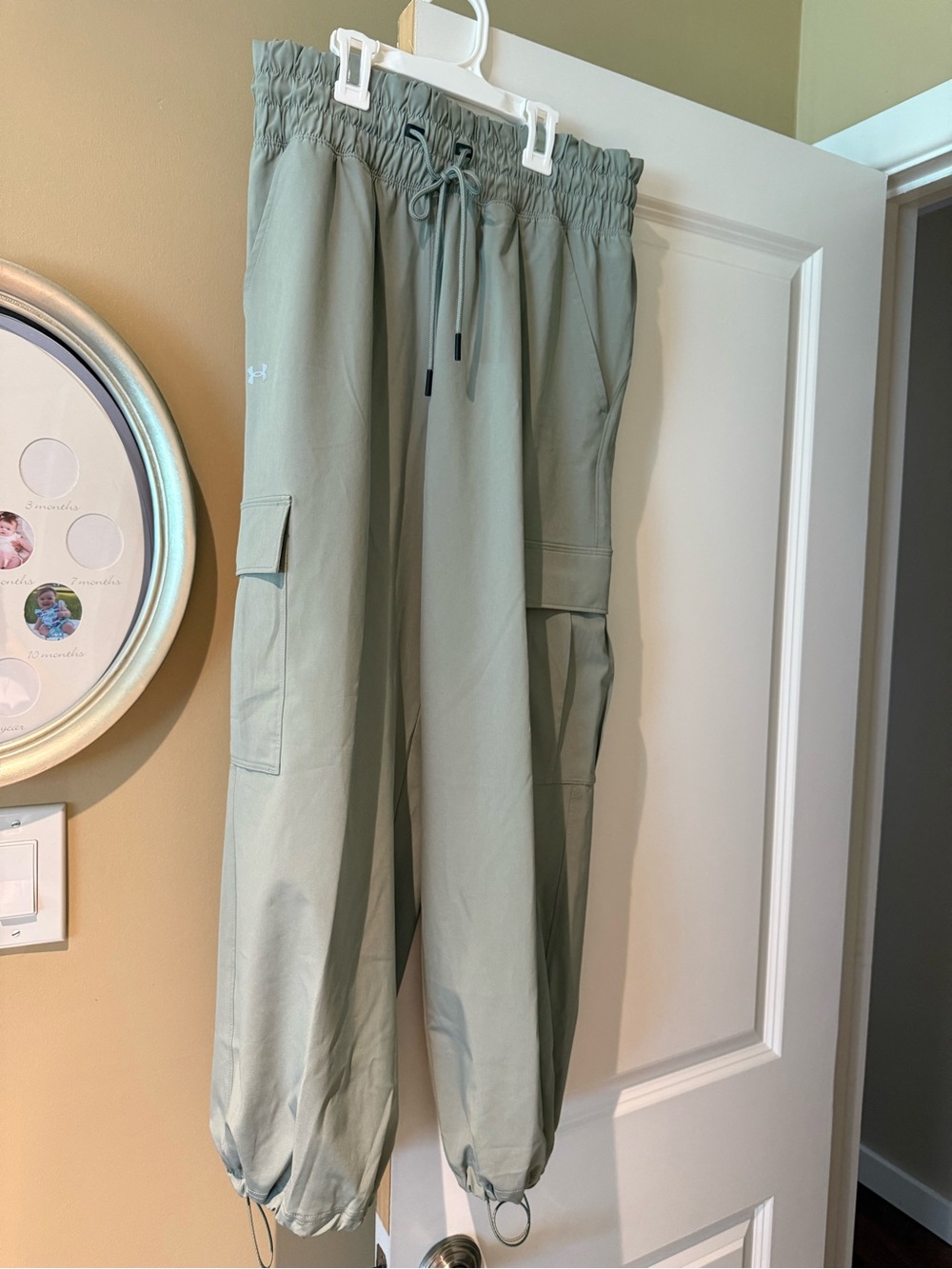Under Armour Men's Sage Green Cargo Joggers with Drawstring Ankles